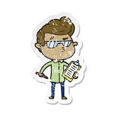 Fototapeta premium distressed sticker of a cartoon cool guy