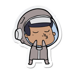 sticker of a cartoon confident astronaut