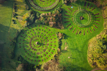 aerial top view of rose garden during winter time,Northern Ireland