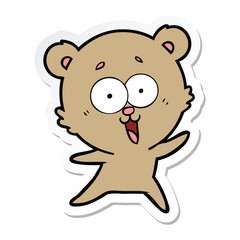 sticker of a laughing teddy  bear cartoon