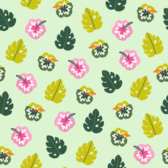 Hand drawn tropical seamless pattern