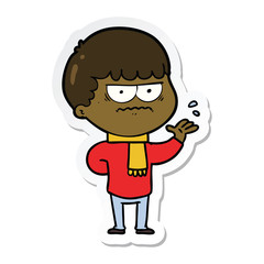 sticker of a cartoon annoyed man