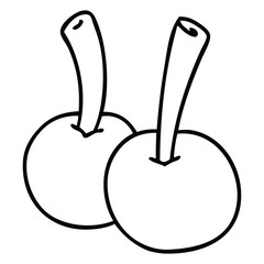 quirky line drawing cartoon cherries
