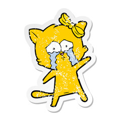 distressed sticker of a cartoon cat
