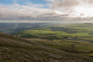 A view of the Peak District from Mam Tor in the UK