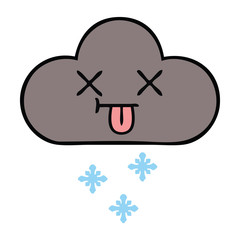 cute cartoon storm snow  cloud