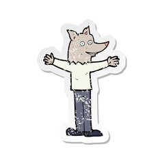 retro distressed sticker of a cartoon werewolf