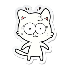 sticker of a cartoon surprised cat
