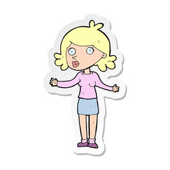 sticker of a cartoon confused woman