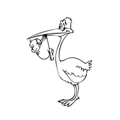 Stork and baby vector