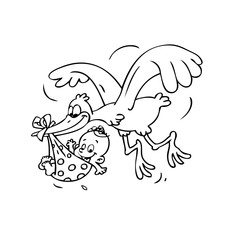 Stork and baby vector