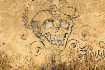 vintge skull art wall pattern graffiti 
