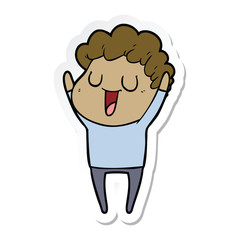 sticker of a laughing cartoon man
