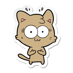 sticker of a cartoon surprised cat