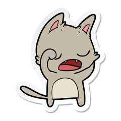 sticker of a talking cat cartoon