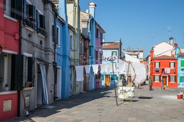 Fototapeta na wymiar The colorful houses in Burano Island, Venice 