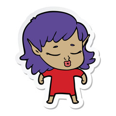 sticker of a pretty cartoon elf girl
