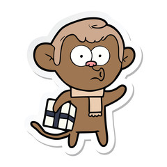sticker of a cartoon christmas monkey