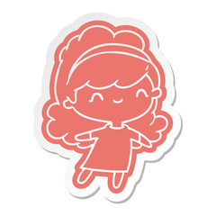 cartoon sticker kawaii girl with head band