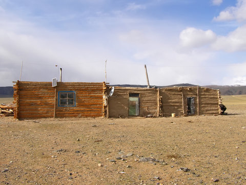Dwelling of Mongolian nomadic wooden yurt in May