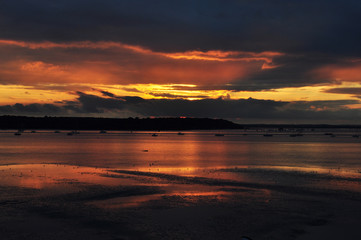 Summer sunset along Poole harbour in Dorset, England.