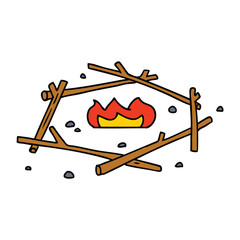cartoon doodle of a camp fire