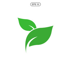 Vector illustration of eco concept icon with glossy green leaves. May be used in ecological, medical, chemical, food and oil design.