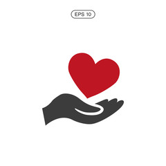 Heart and hands icon, love sign