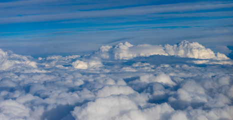 View from the sky, cloud, clouds in a blue sky