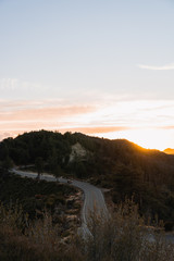 mountain road and sunset