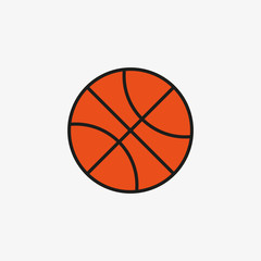 Orange basketball ball sport equipment competition sphere play game symbol flat vector illustration