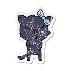 distressed sticker of a cartoon cat