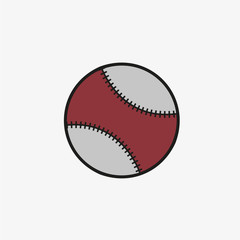 Vector illustration. Leather baseball ball. Cartoon sticker in comics style with contour. Decoration for greeting cards, posters, patches, prints for clothes, emblems