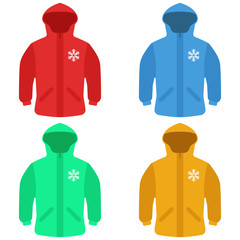 Winter Jackets. Set of winter jackets. Winter. Clothing. Vector illustration. EPS 10.