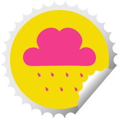 circular peeling sticker cartoon rain cloud