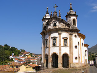 Fototapeta na wymiar View of a church of Ouro Preto in minas gerais brazil