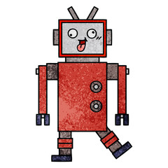 retro grunge texture cartoon robot