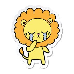 sticker of a crying cartoon lion