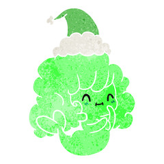 christmas retro cartoon of kawaii ghost