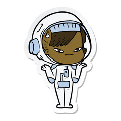 Obraz premium sticker of a cartoon astronaut woman