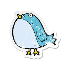 retro distressed sticker of a cartoon fat bird