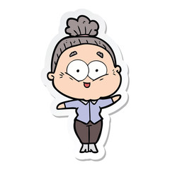 Obraz na płótnie Canvas sticker of a cartoon happy old woman