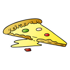 gradient cartoon doodle of a slice of pizza