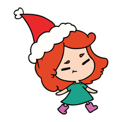 christmas cartoon of kawaii girl