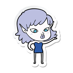 sticker of a pretty cartoon elf girl
