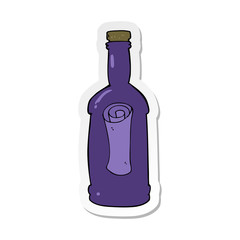 sticker of a cartoon letter in a bottle