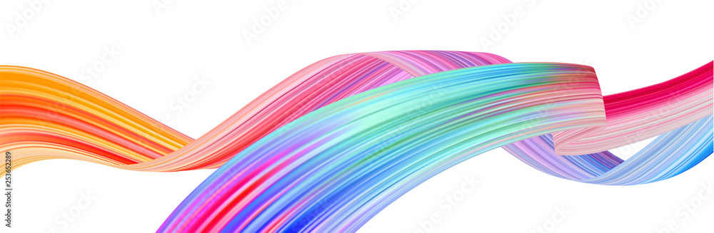 Poster Colorful flow brush stroke. Ribbon isolated line.