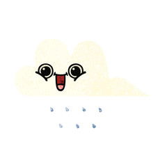 retro illustration style cartoon rain cloud