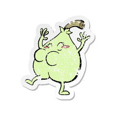 retro distressed sticker of a a nice pear cartoon