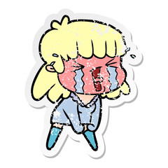 distressed sticker of a cartoon woman
